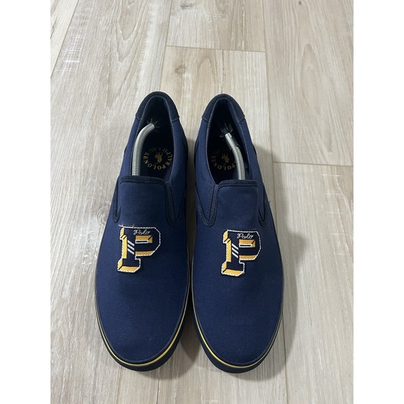 Ralph Lauren POLO THOMPSON3 slip-on shoes in navy with a P patch 13D